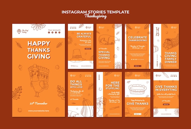PSD storie di instagram della celebrazione del ringraziamento
