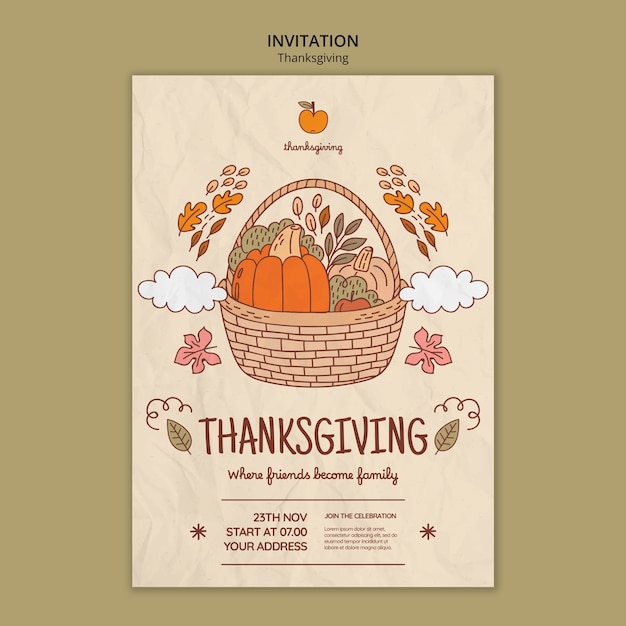 PSD thanksgiving celebration invitation template