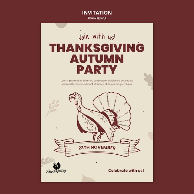 PSD thanksgiving celebration invitation template