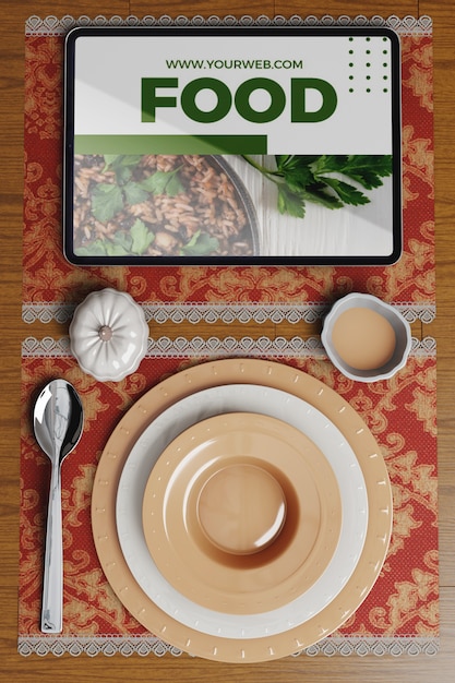 PSD thanksgiving concept op tafel en tablet