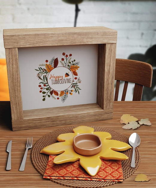 PSD thanksgiving cute message on frame