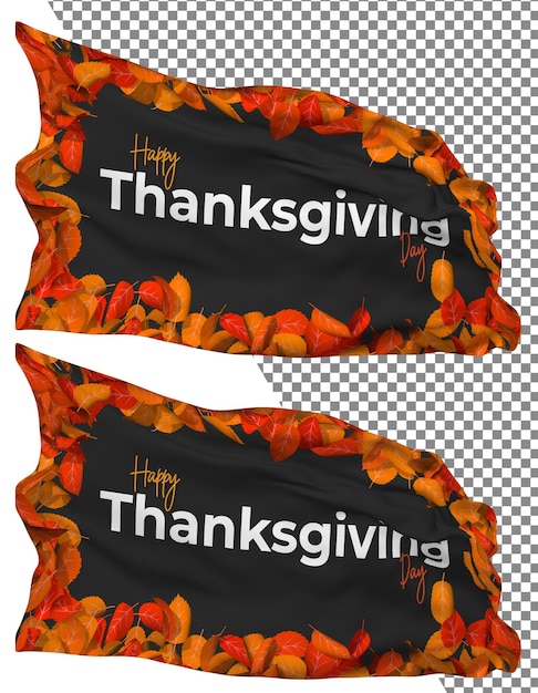 Thanksgiving day flag waves isolated plain amp bump texture transparent background 3d rendering