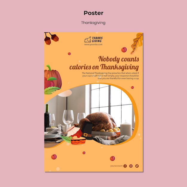 PSD thanksgiving day print template with autumn details