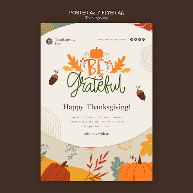 PSD thanksgiving day print template with autumnal details