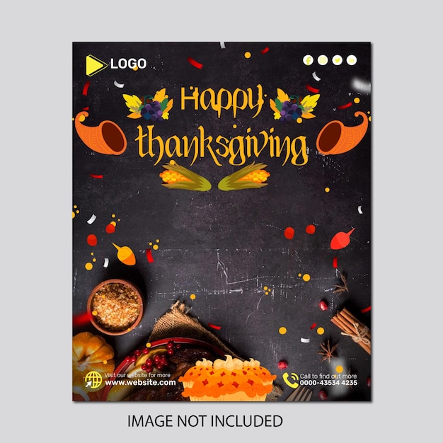 Thanksgiving day with social media post banner template luxury