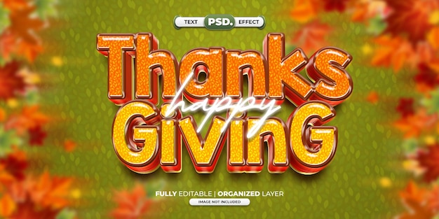 PSD thanksgiving editable text effect with an autumn color theme