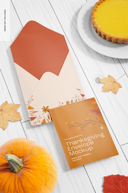 Thanksgiving envelope mockup, opened