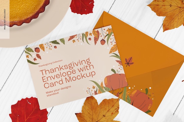 Thanksgiving envelope with card mockup