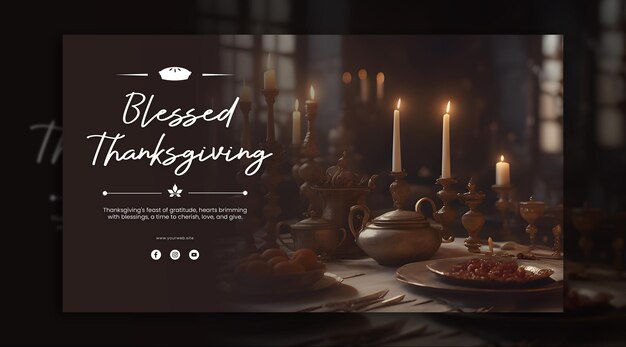 PSD thanksgiving-feest een heerlijk diner om van te genieten met de flyer-sjabloon van dierbaren