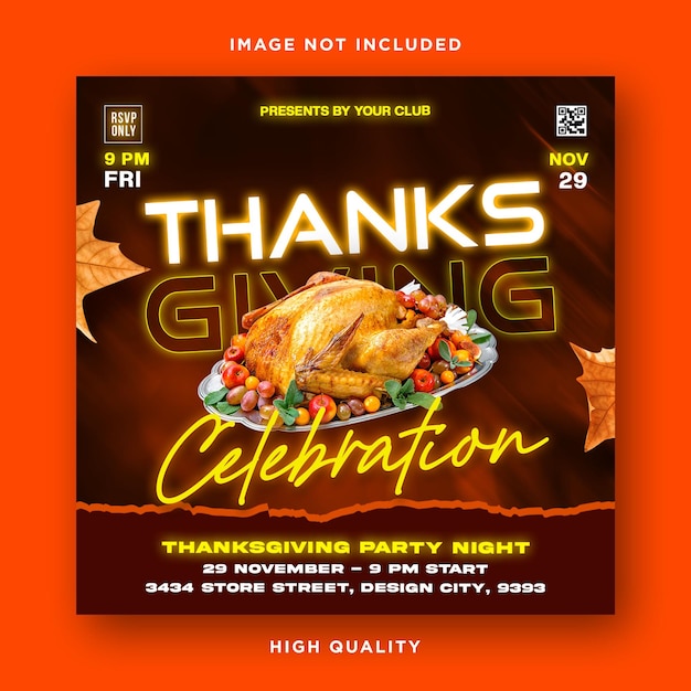 PSD thanksgiving flyer template poster design