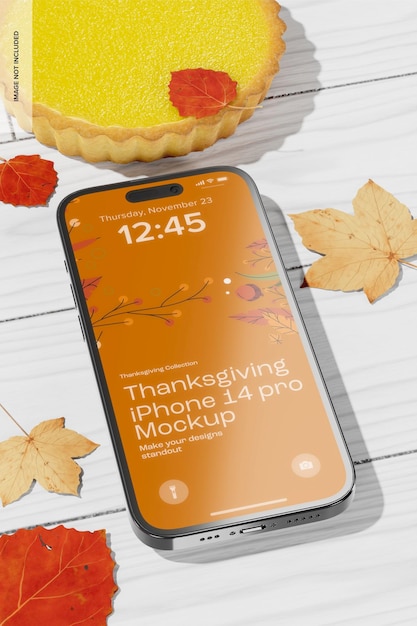 Thanksgiving iPhone 14 Mockup, Perspective