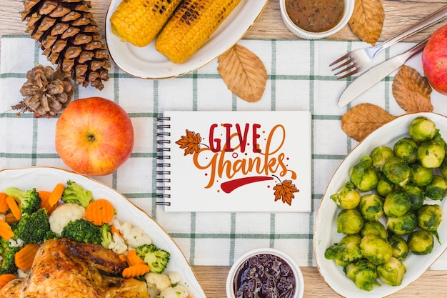 PSD thanksgiving mockup met kladblok