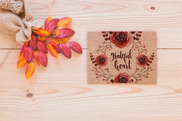 PSD thanksgiving mockup met wenskaart