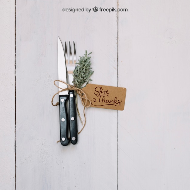 PSD thanksgiving mockup with cutlery