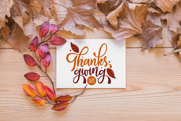 PSD thanksgiving mockup with greeting card