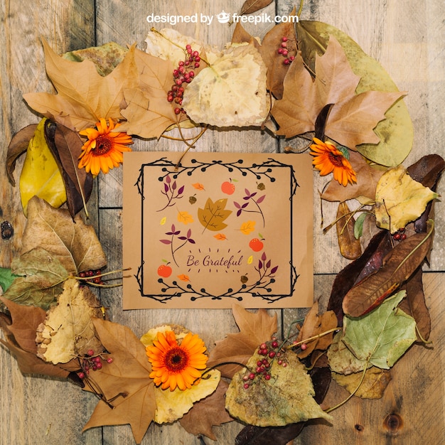 Thanksgiving mockup with leaves