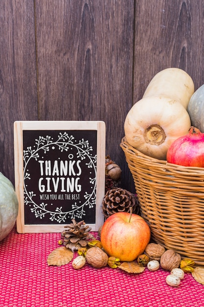 PSD thanksgiving mockup with slate