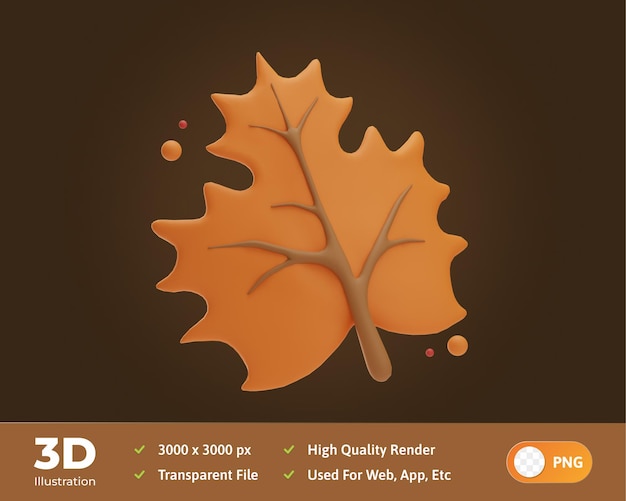 PSD thanksgiving object oak leaf 3d illustration