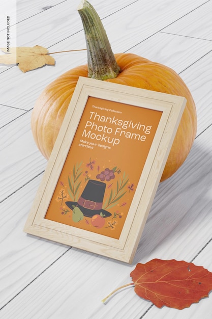 PSD thanksgiving photo frame mockup, right view