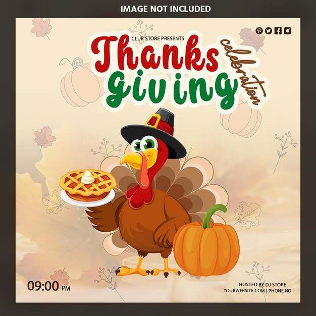 Thanksgiving social media promotion and banner post design template