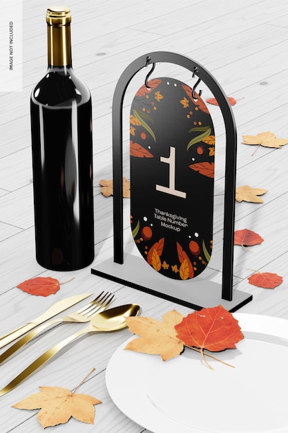 Thanksgiving tabelnummer mockup, juiste weergave