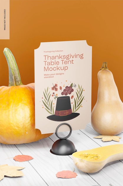 Thanksgiving table tent mockup, left view