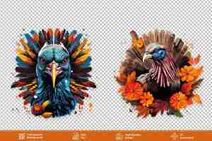 PSD thanksgiving turkey clipart on transparent background