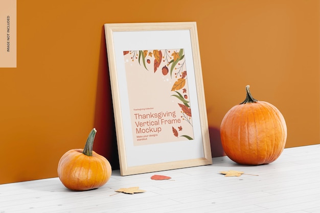 PSD thanksgiving vertical frame mockup, left view