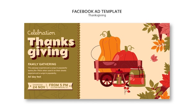Thanksgiving viering facebook-sjabloon