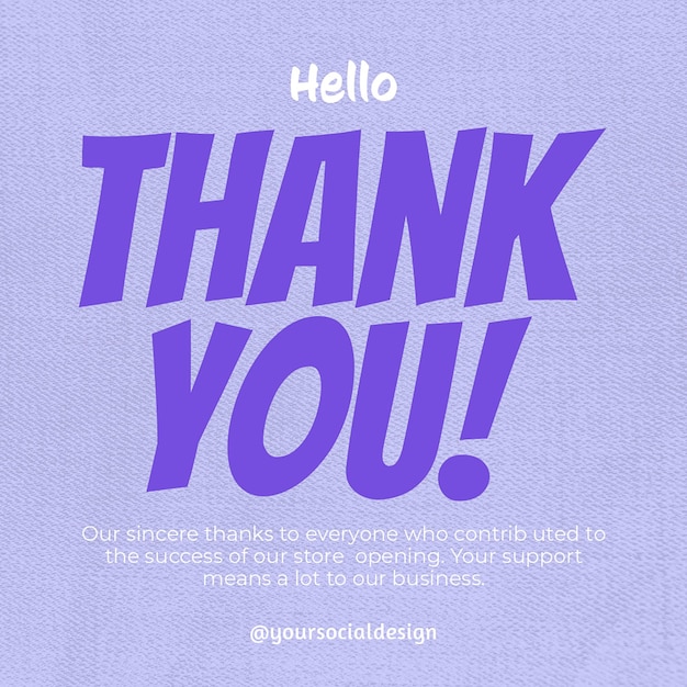 Thankyou lettering design with blurred bloob for instagram post