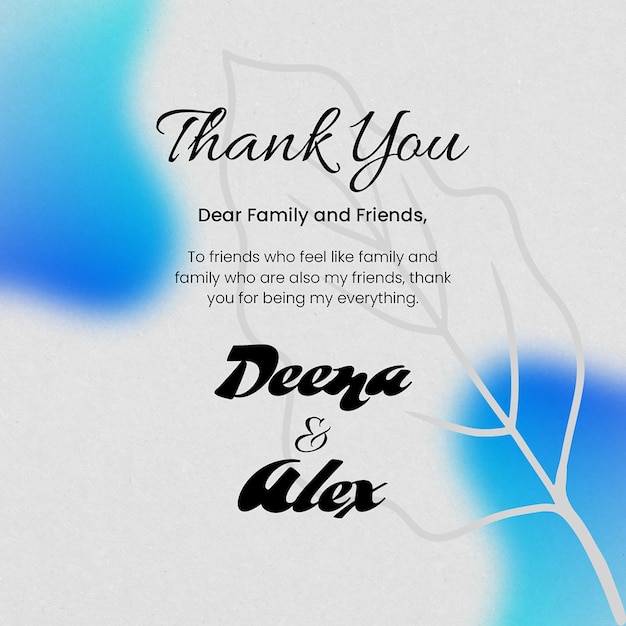 PSD thankyou lettering typography design per i social media instagram post