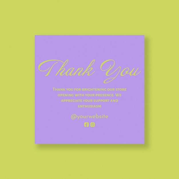 PSD thankyou lettering typography design voor sociale media instagram post