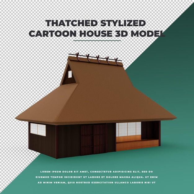 PSD thatched stylized cartoon house