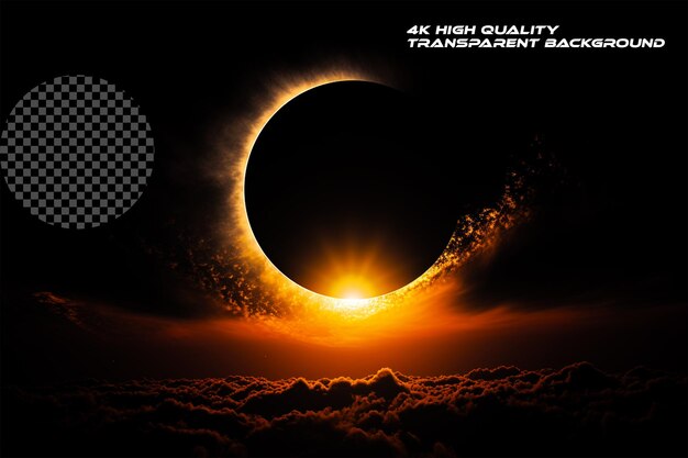 PSD Облако солнечного затмения покрывает реальную фотографию на прозрачном фоне