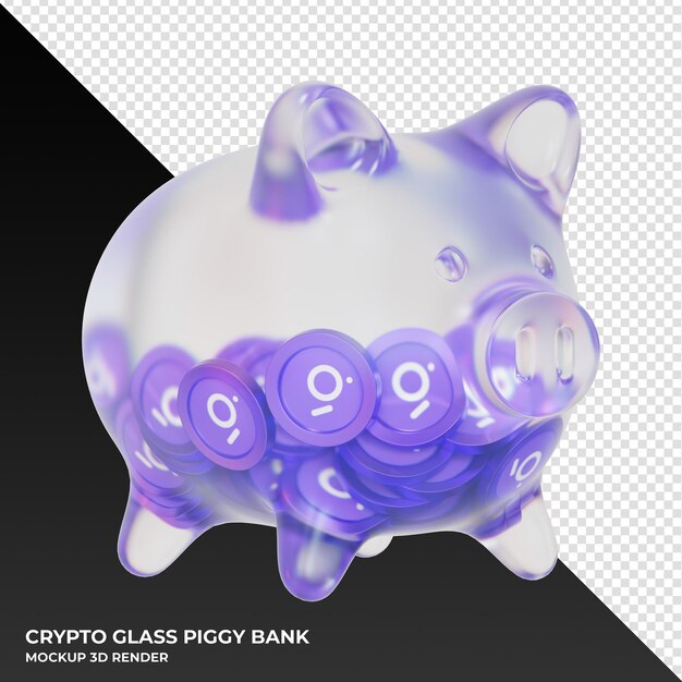 The graph grt glass spaarvarken met cryptomunten 3d illustratie