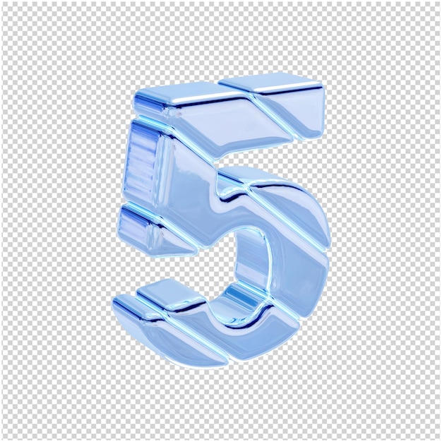 the icy blue numbers are rotated to the right. 3d number 5