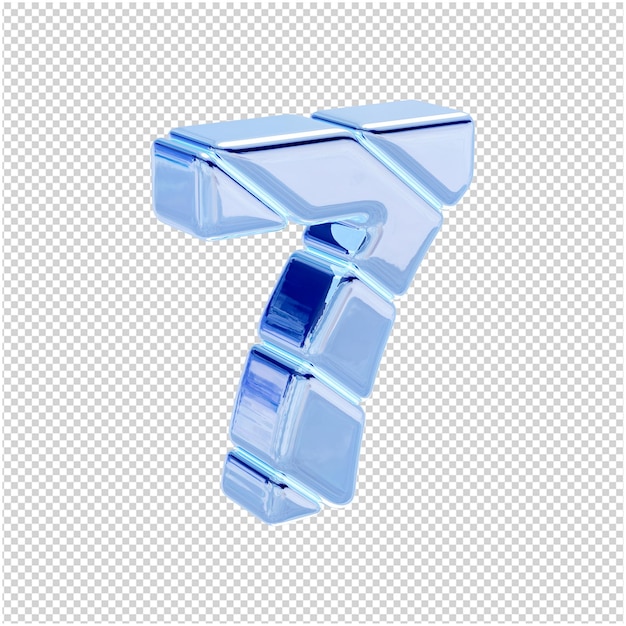 The icy blue numbers are rotated to the right. 3d number 7