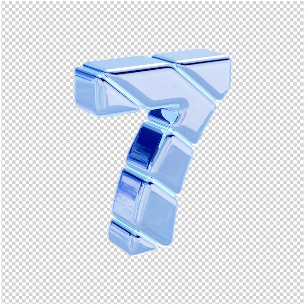 PSD 氷のような青い数字は右に回転します。 3d番号7