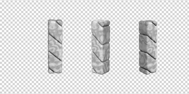 文字は、透明な背景にさまざまな角度の大理石で作られています。 3dレターi