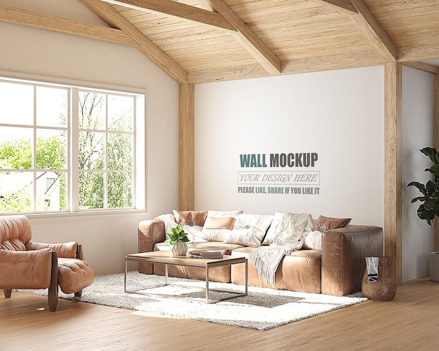 PSD 거실은 아메리칸 스타일 wall mcokup으로 디자인되었습니다.