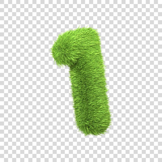 The number 1 shaped from dense green grass set against a pure white backdrop Number one Front view