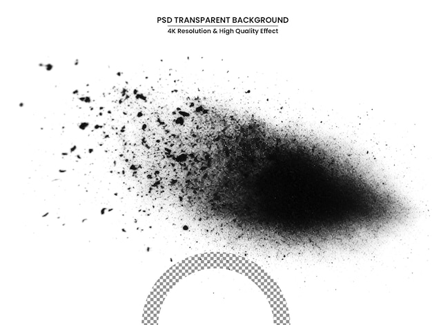 PSD Частицы древесного угля, разбрызганные на белом фоне