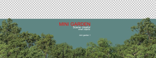 PSD 작은 정원에는 많은 종류의 식물과 나무가 있습니다.