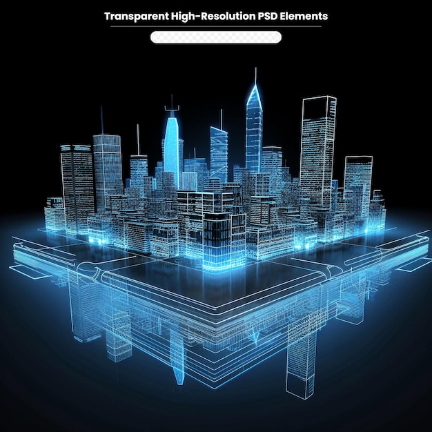 PSD Умный город киберпространства и метаверса цифровых данных футуристических и технологических