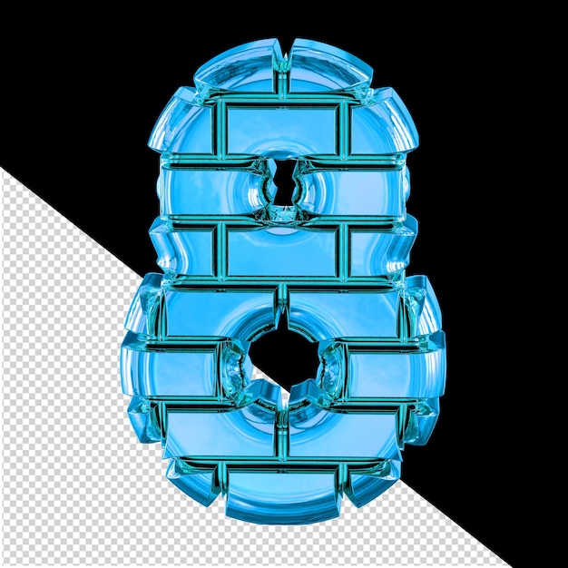 PSD 파란색 벽돌 숫자 8로 만든 기호