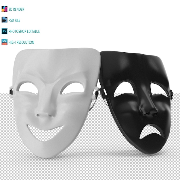 Theater face mask 3d modeling psd