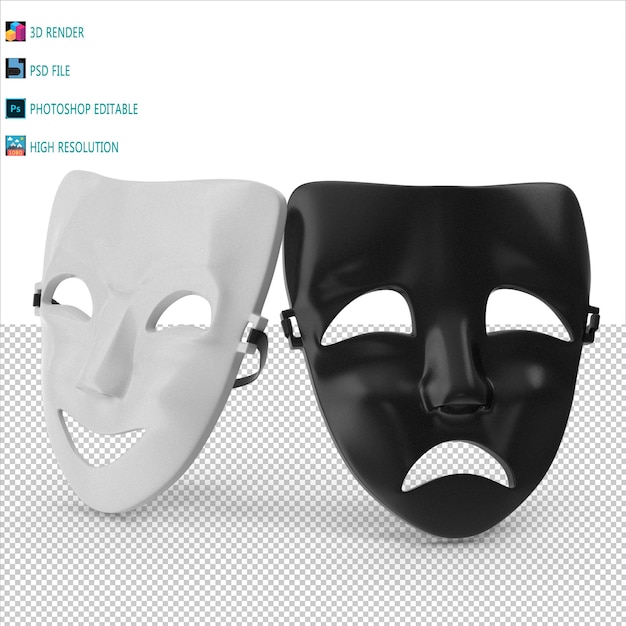 PSD theatre face mask 3d modeling psd