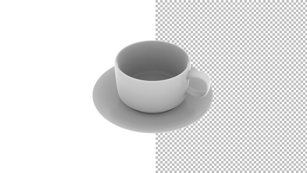 Thee en koffie kopje bovenaanzicht zonder schaduw 3d render