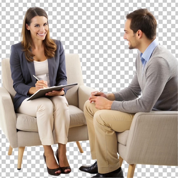 therapist meeting with a client on transparent background