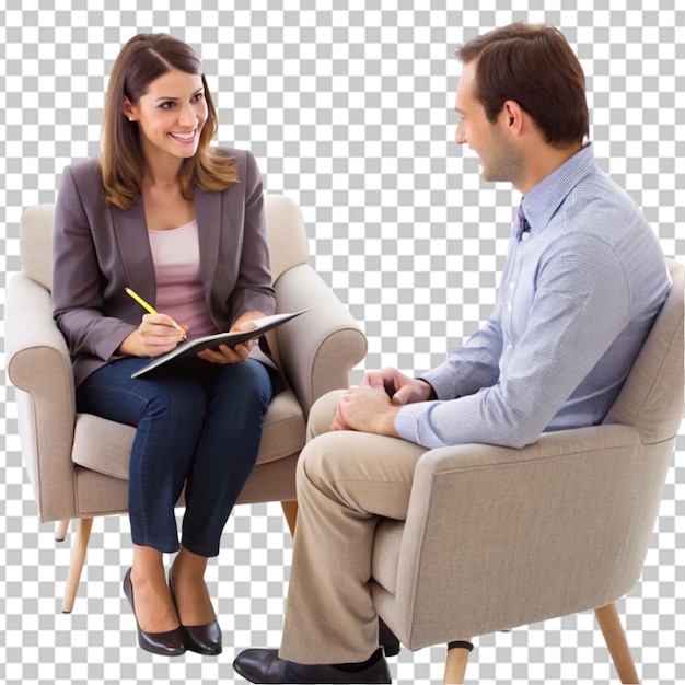therapist meeting with a client on transparent background